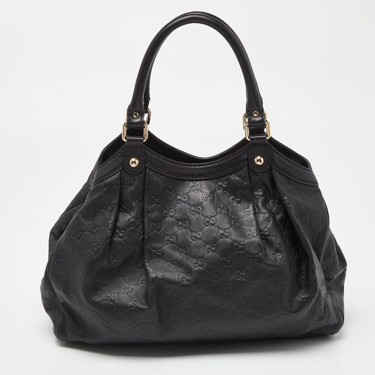 GUCCI Black ssima Leather Medium Sukey Tote