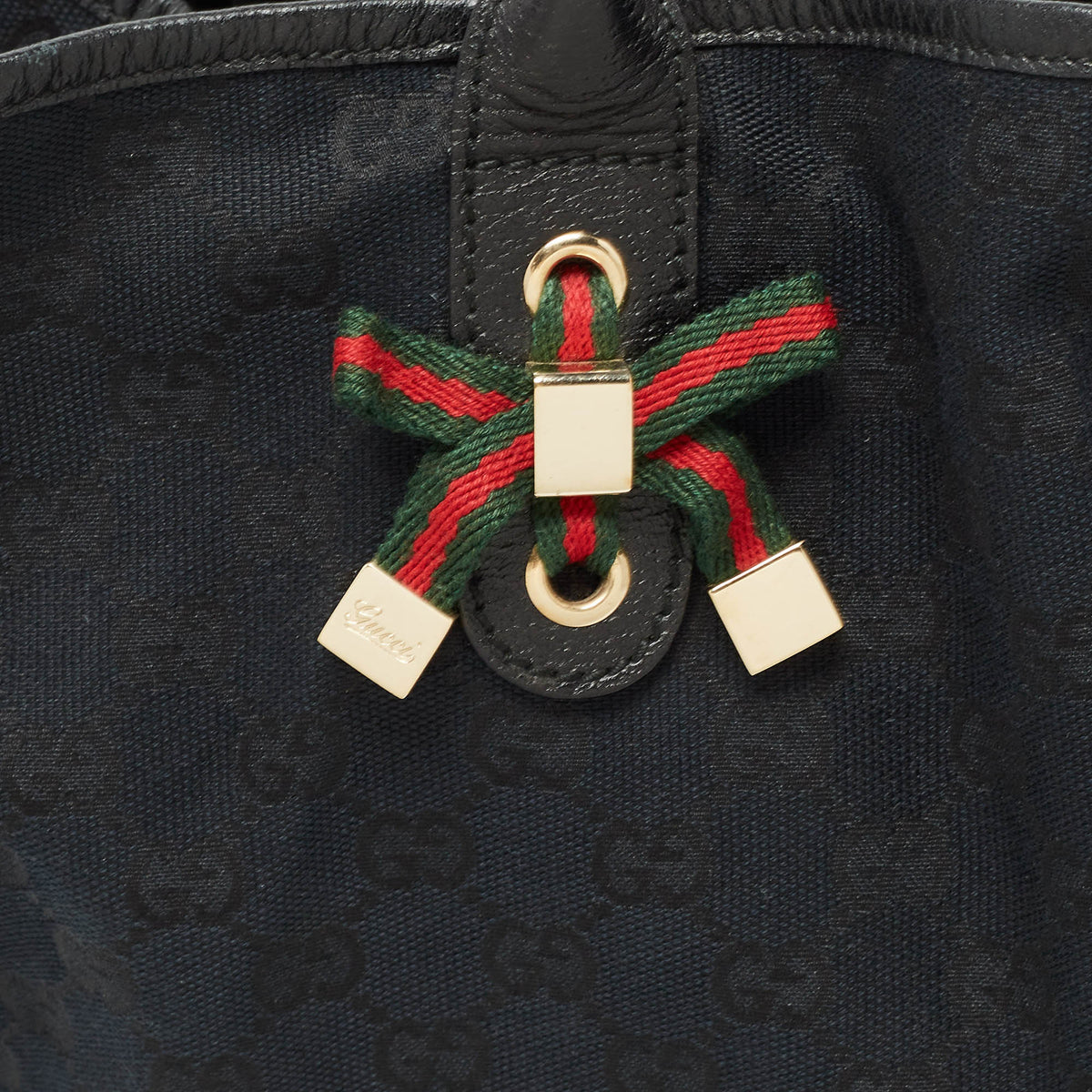 GUCCI Black GG Canvas and Leather Large Princy Tote