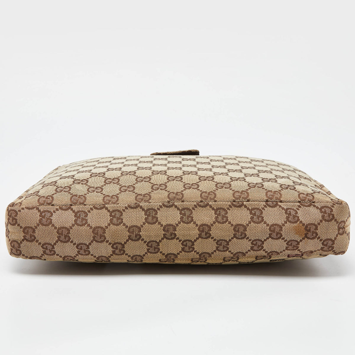 GUCCI Beige GG Canvas and Leather Clutch