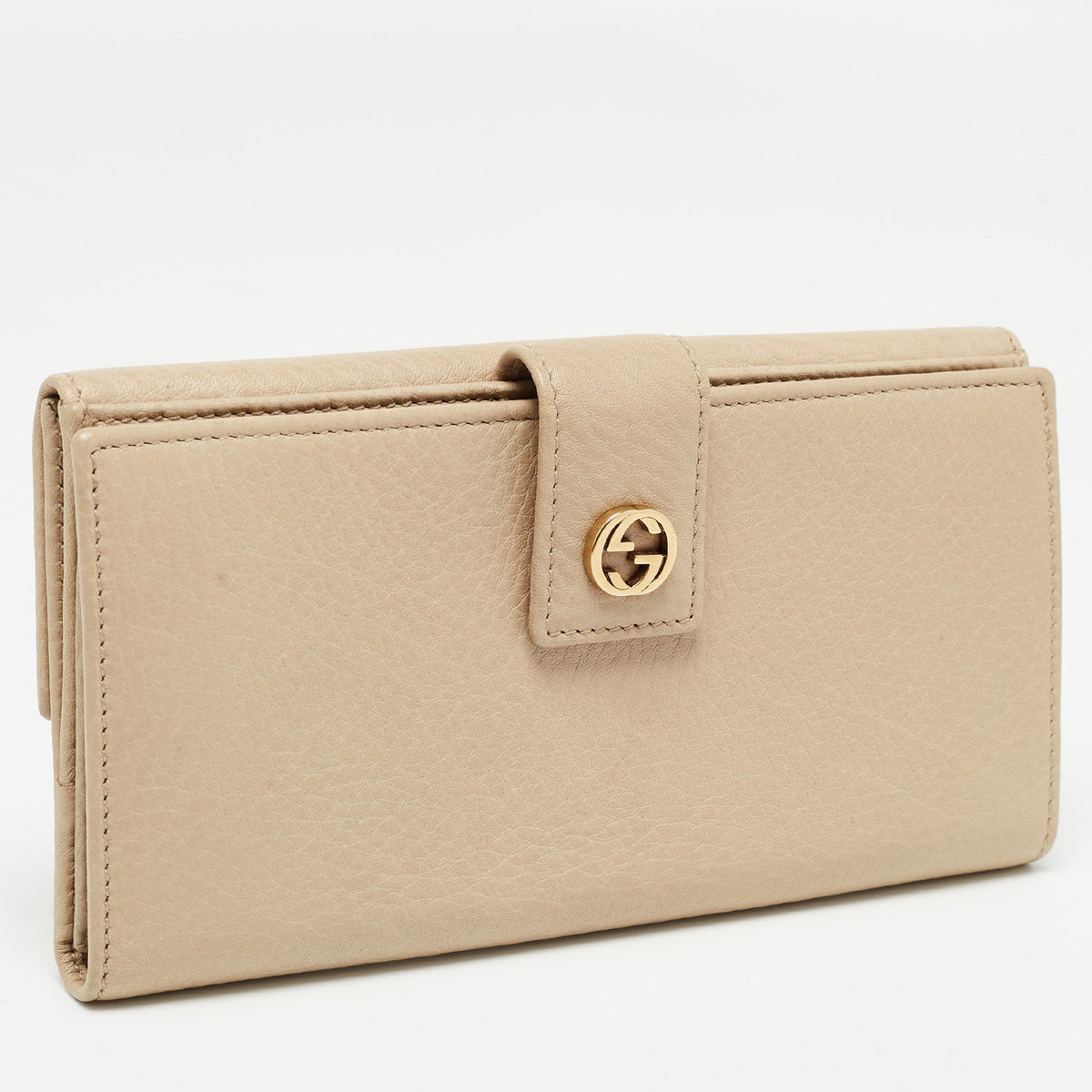 GUCCI Beige Leather Interlocking G Wallet