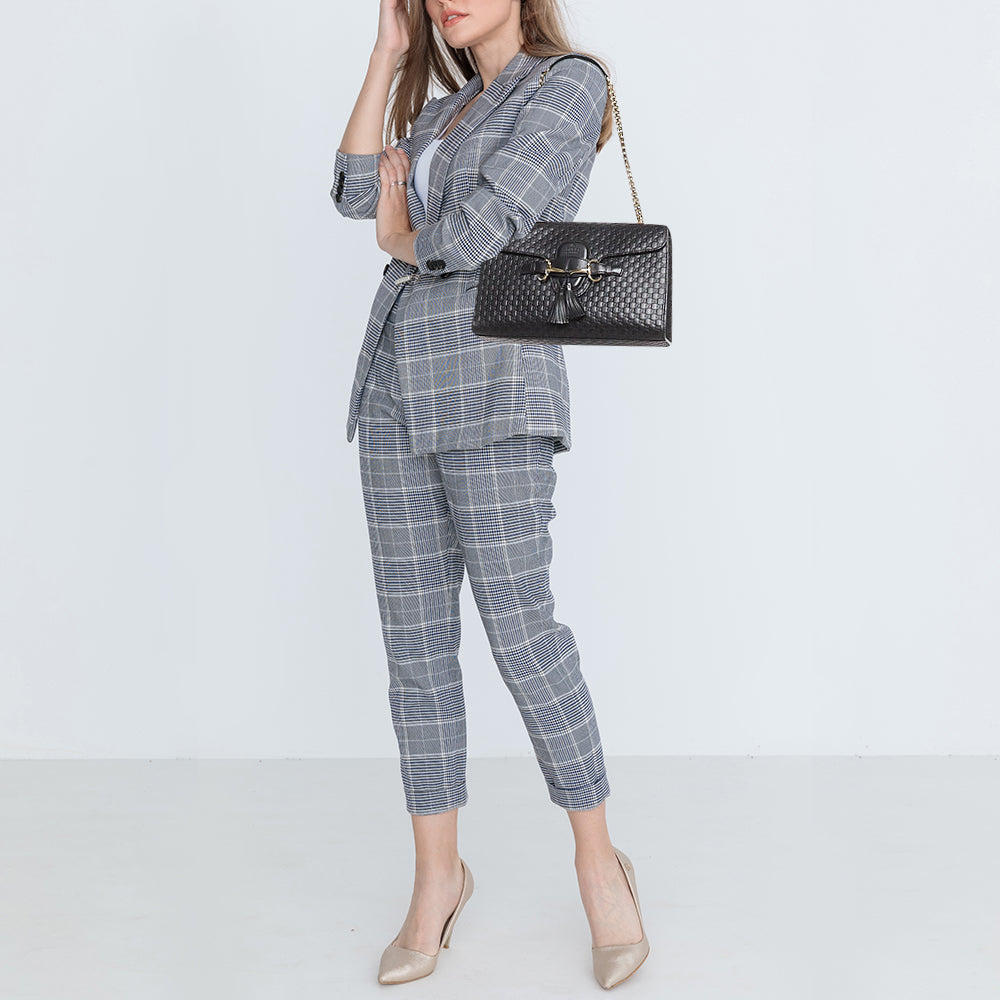GUCCI Black Leather Medium Emily Shoulder Bag
