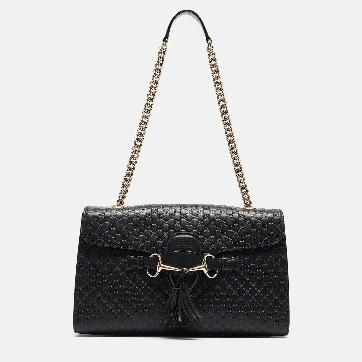 GUCCI Black Leather Medium Emily Shoulder Bag