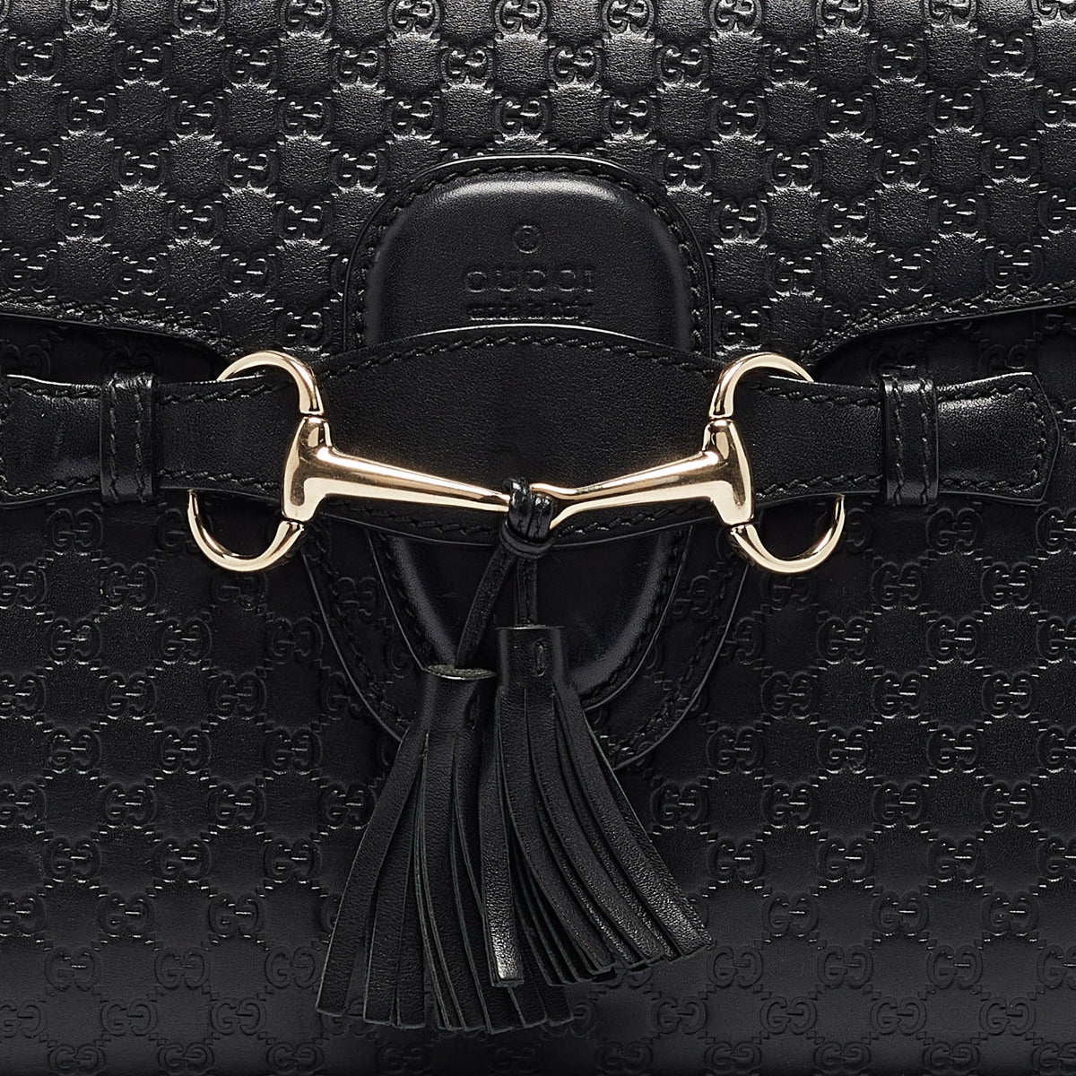 GUCCI Black Leather Medium Emily Shoulder Bag