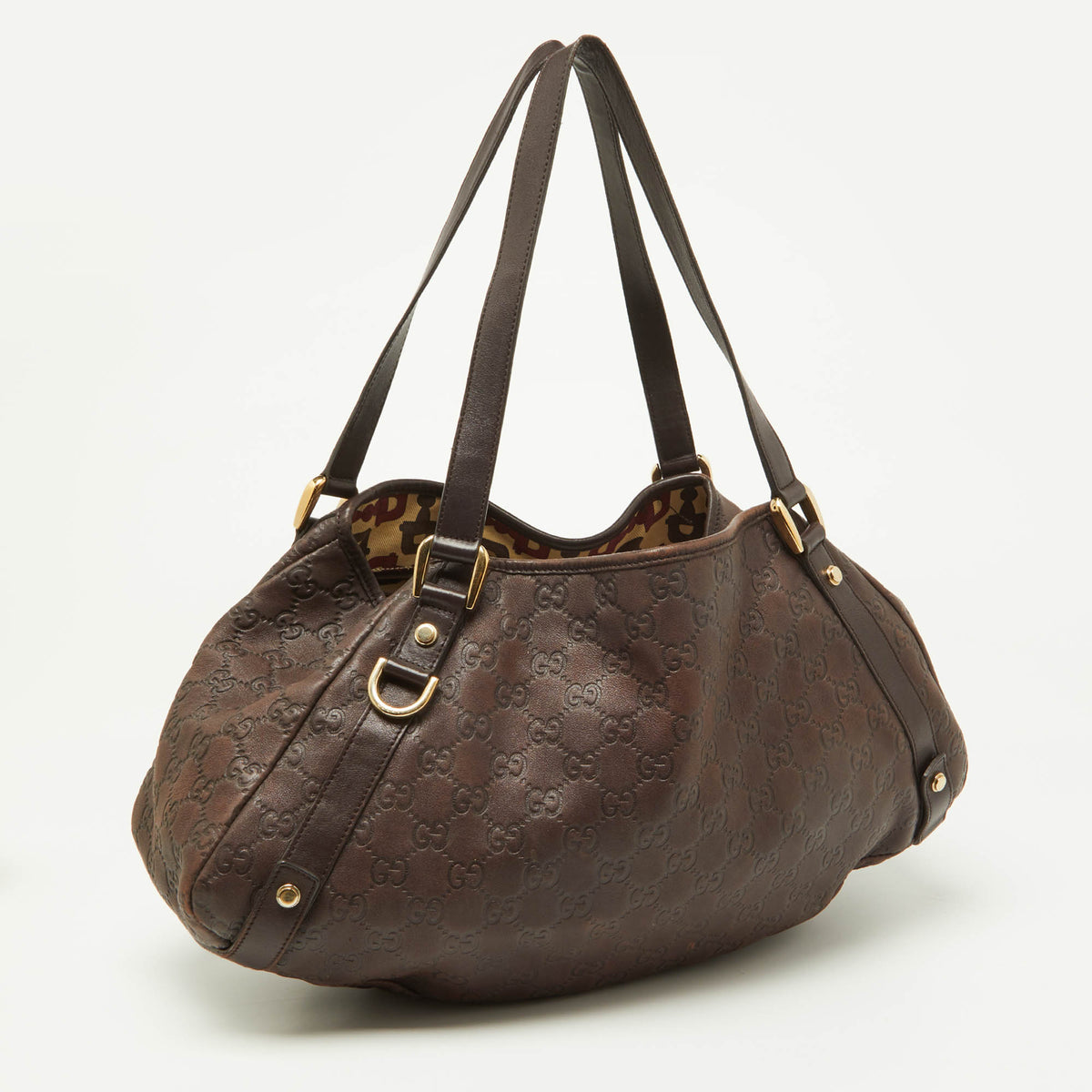 GUCCI Brown ssima Leather Medium Abbey Hobo