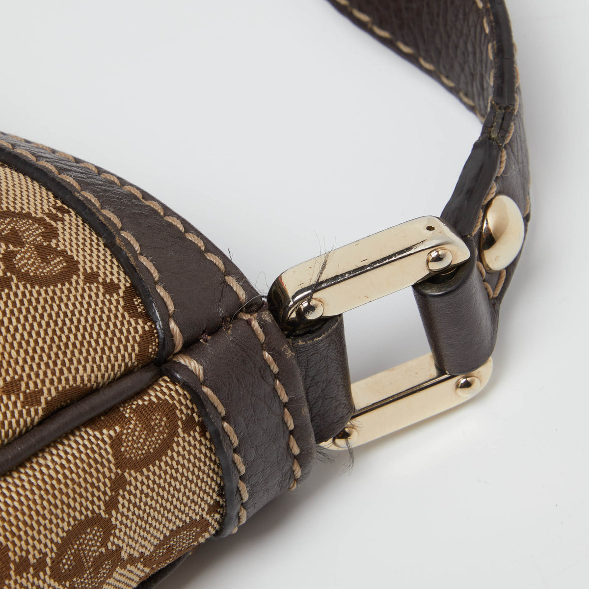 GUCCI Beige/Brown GG Canvas and Leather New Ladies Web Hobo