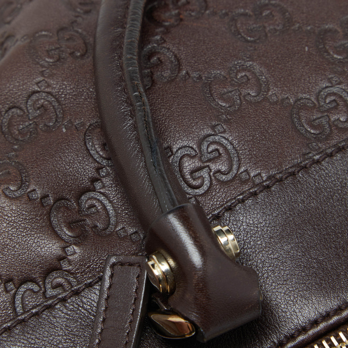 GUCCI Brown ssima Leather D Ring Tote