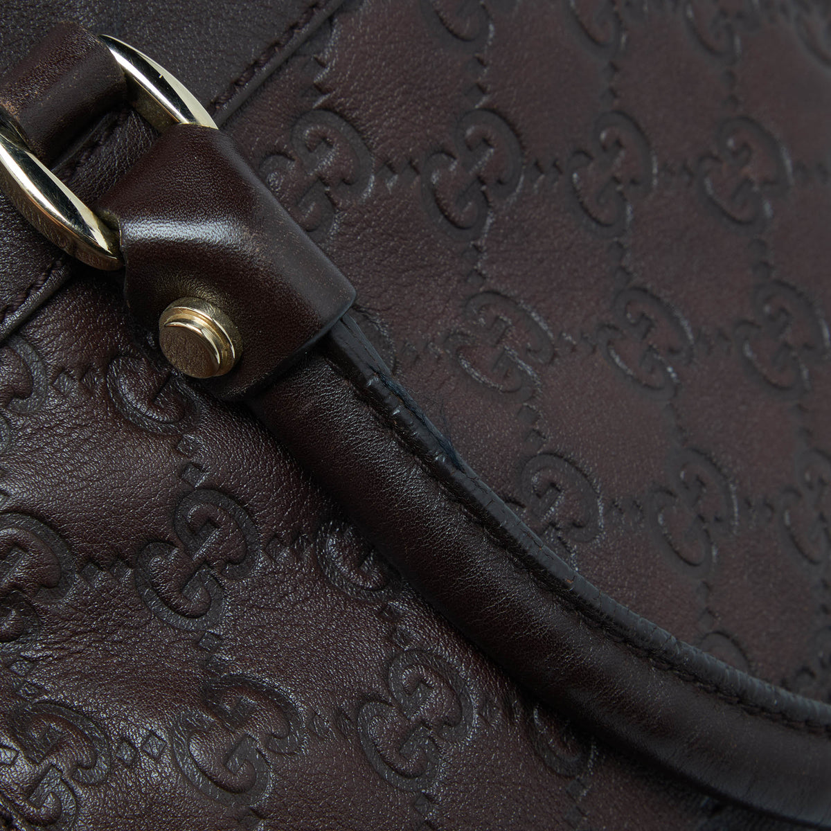 GUCCI Brown ssima Leather D Ring Tote