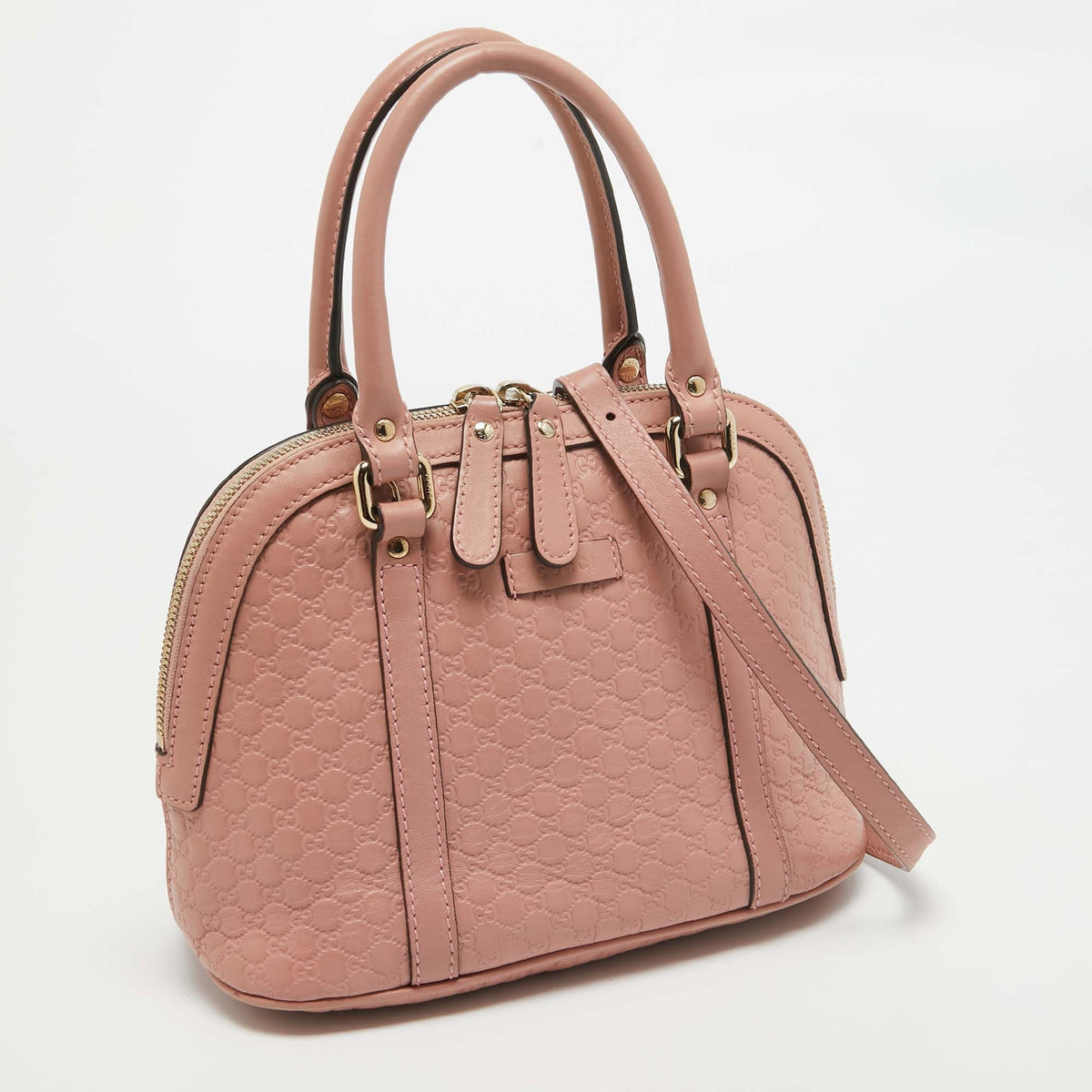 GUCCI Light Pink Microssima Leather Small Dome Bag