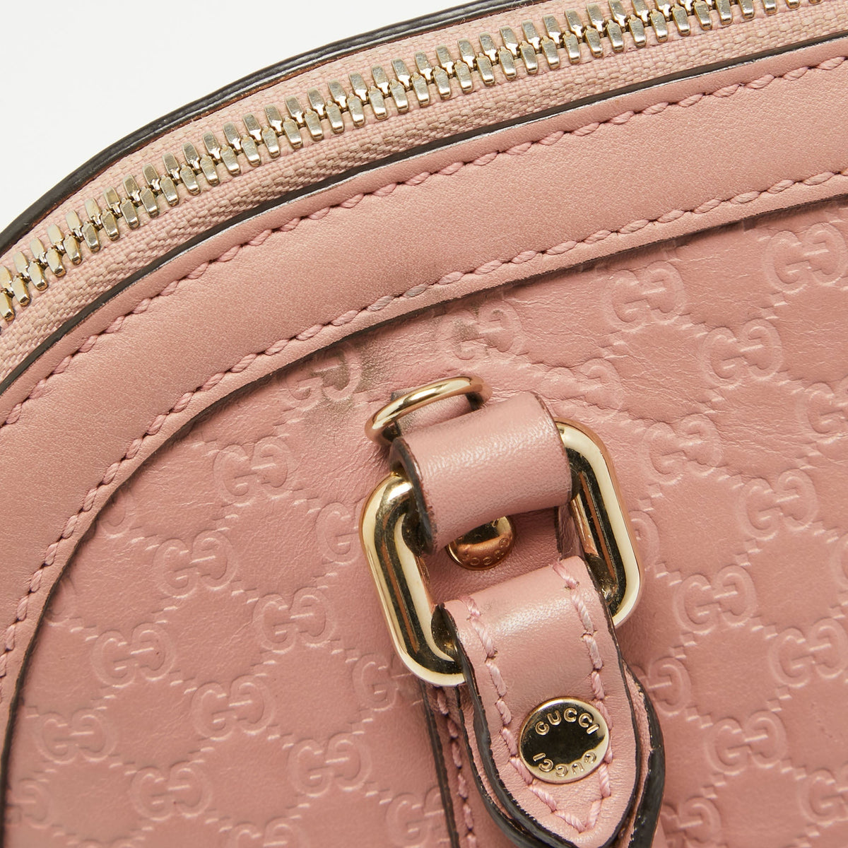 GUCCI Light Pink Microssima Leather Small Dome Bag