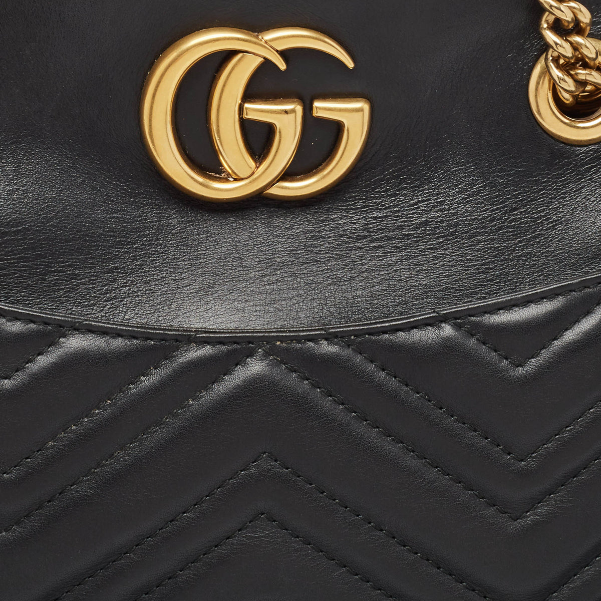 GUCCI Black Matelasse Medium GG Marmont Open Top Shoulder Bag