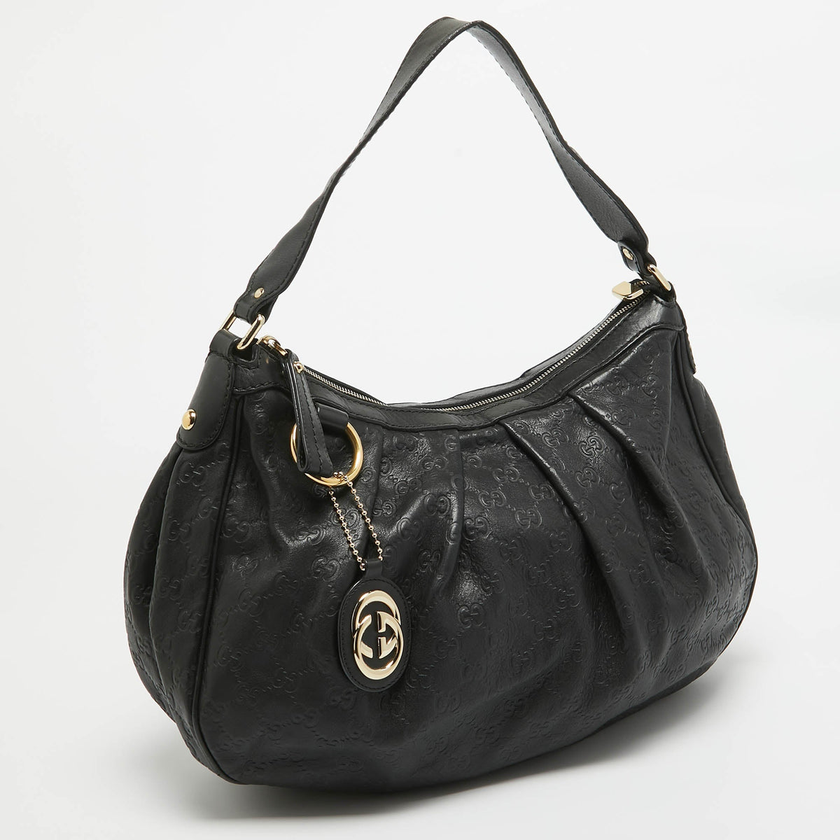 GUCCI Black ssima Leather Medium Sukey Tote