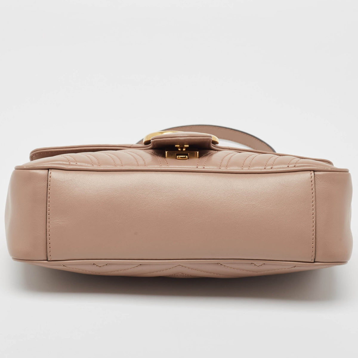 GUCCI Beige Matelasse Leather Small GG Marmont Shoulder Bag
