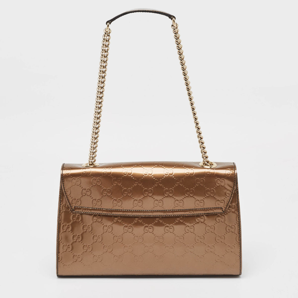GUCCI Bronze ssima Patent Leather Medium Emily Chain Shoulder Bag