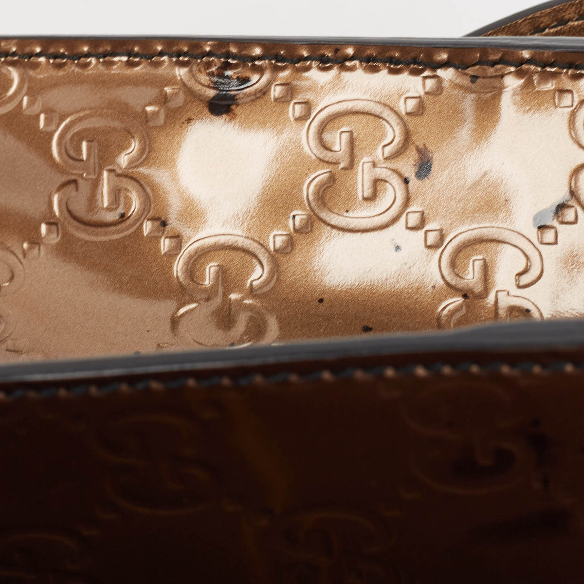 GUCCI Bronze ssima Patent Leather Medium Emily Chain Shoulder Bag