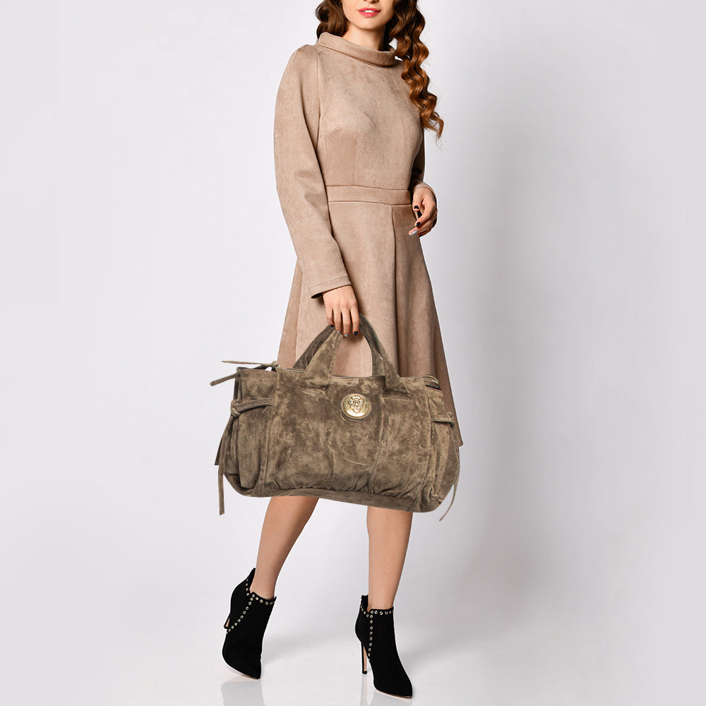 GUCCI Olive Green Suede Hysteria Tote