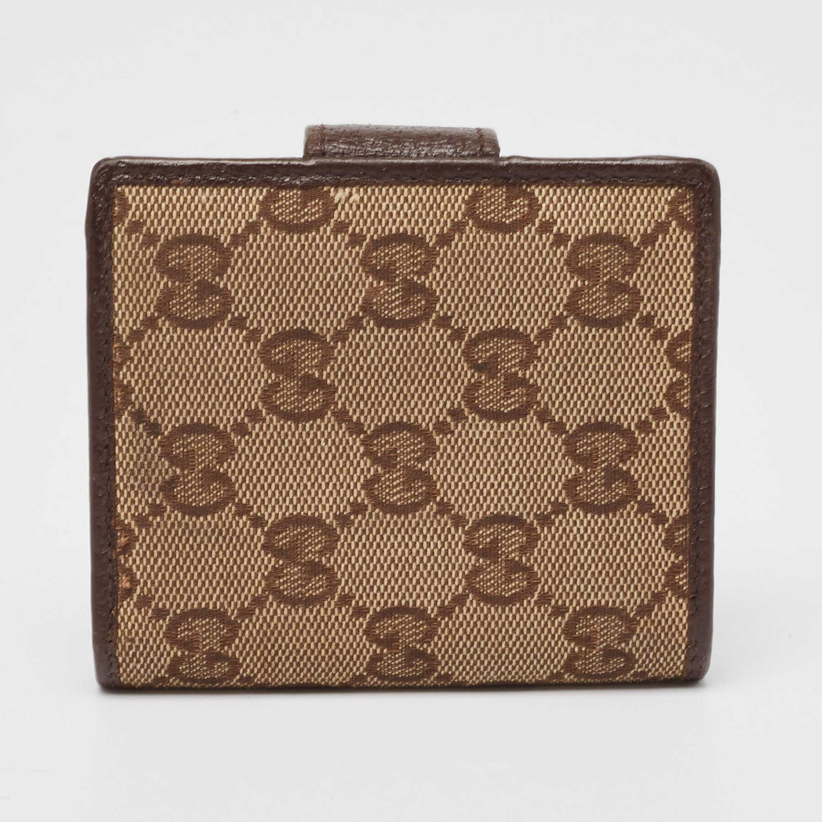 GUCCI Beige/Brown GG Canvas and Leather Flap Bifold Wallet