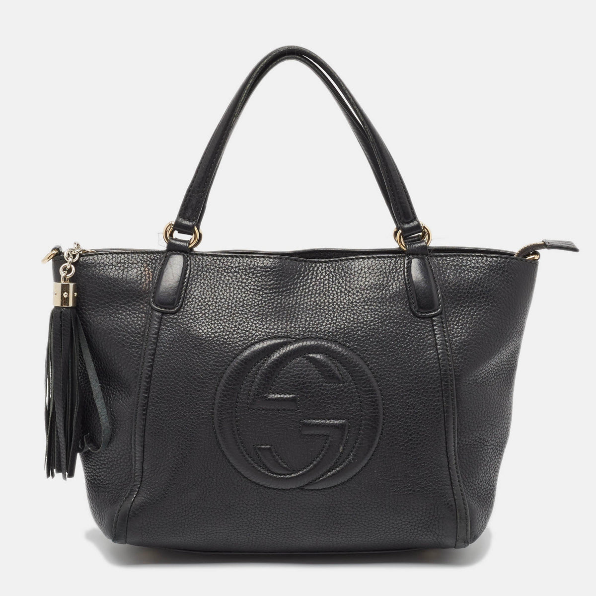 GUCCI Black Leather Small Soho Zipped Tote