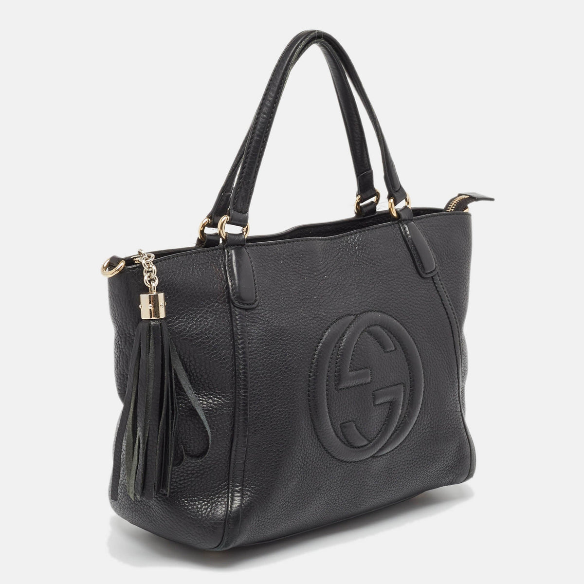 GUCCI Black Leather Small Soho Zipped Tote