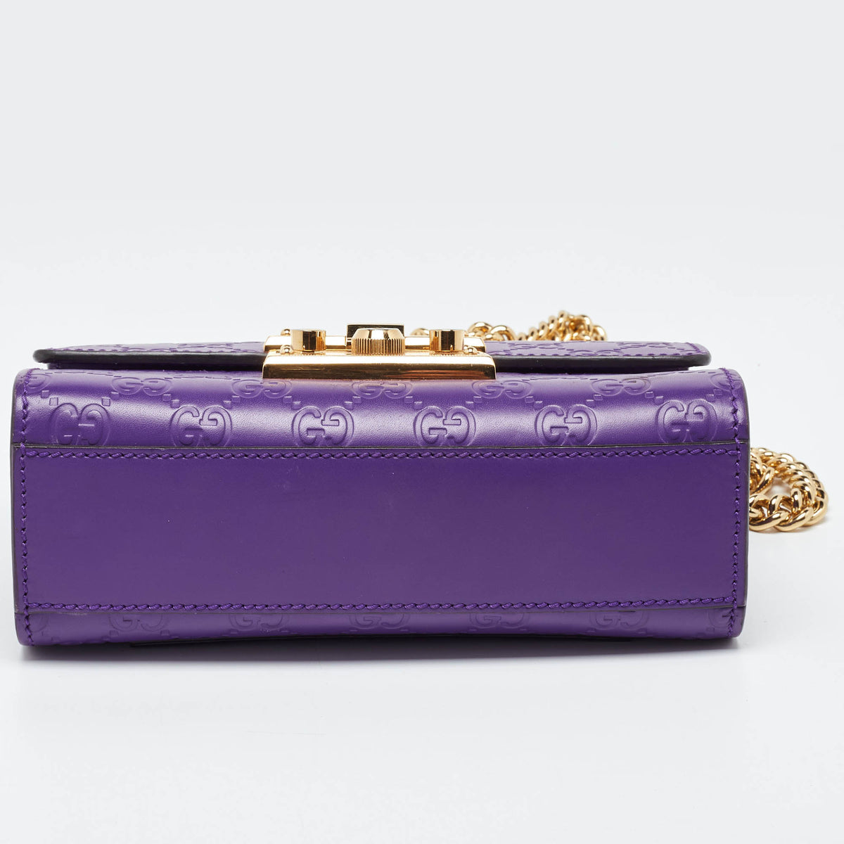 GUCCI Purple ssima Leather Small Padlock Shoulder Bag