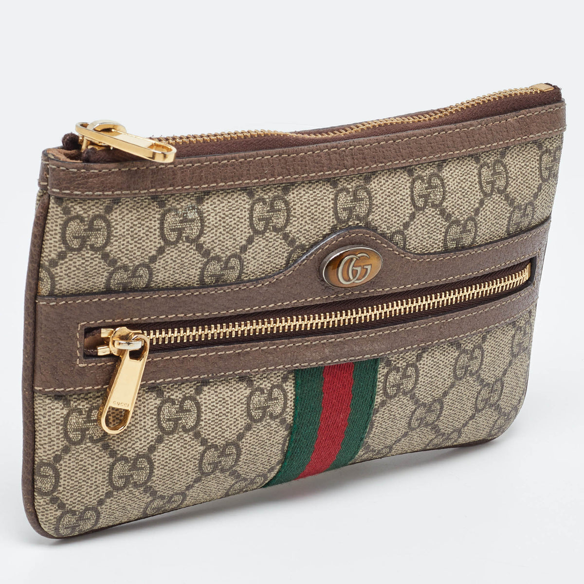 GUCCI Brown/Beige GG Supreme Canvas Ophidia Pouch