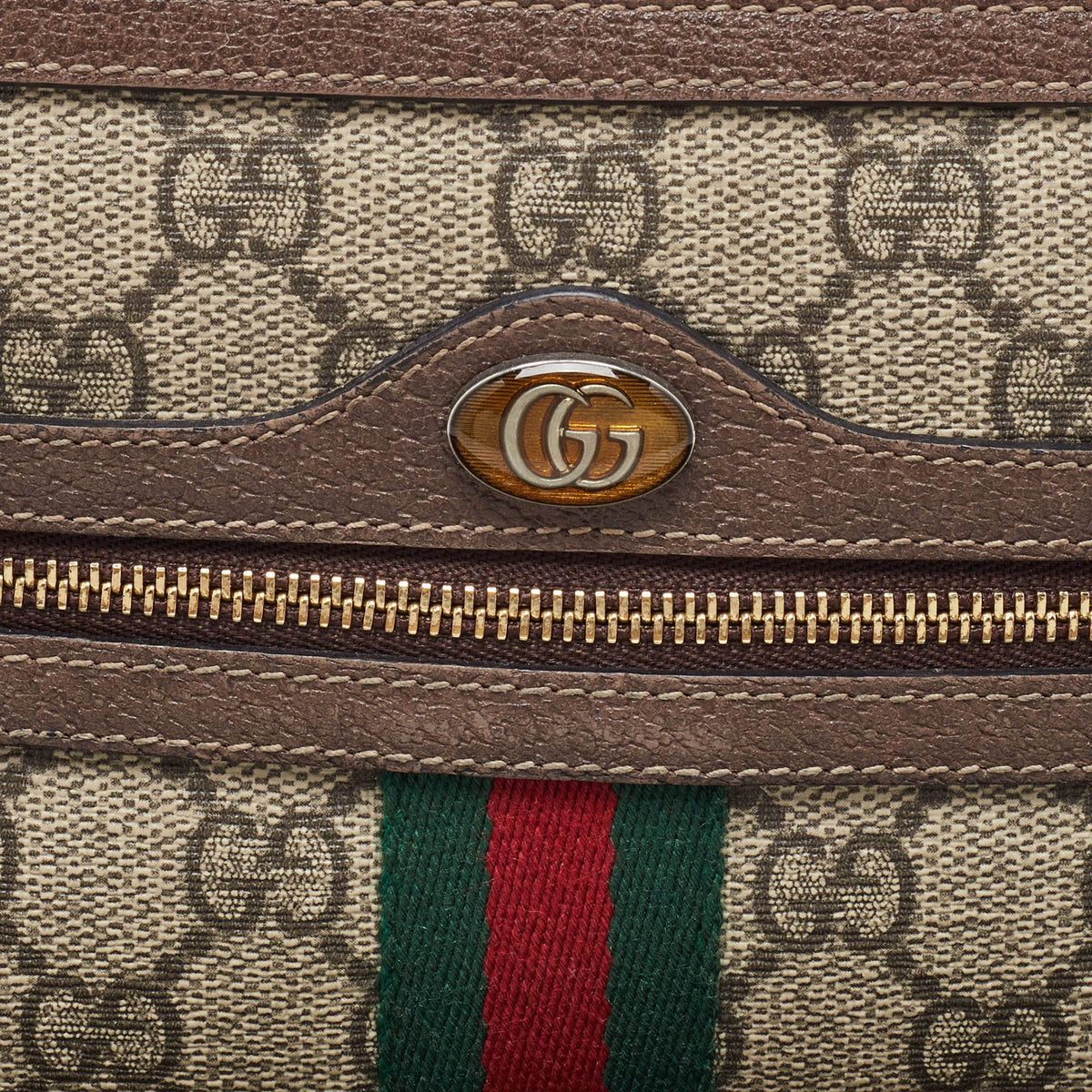 GUCCI Brown/Beige GG Supreme Canvas Ophidia Pouch