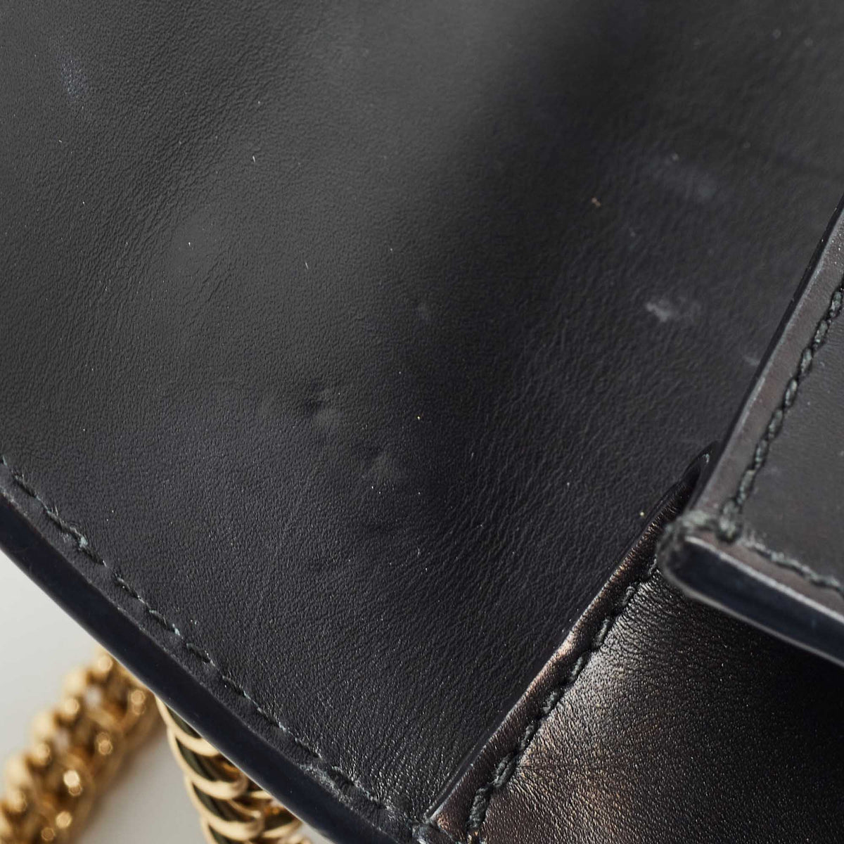 GUCCI Black Leather Mini Web Chain Sylvie Crossbody Bag