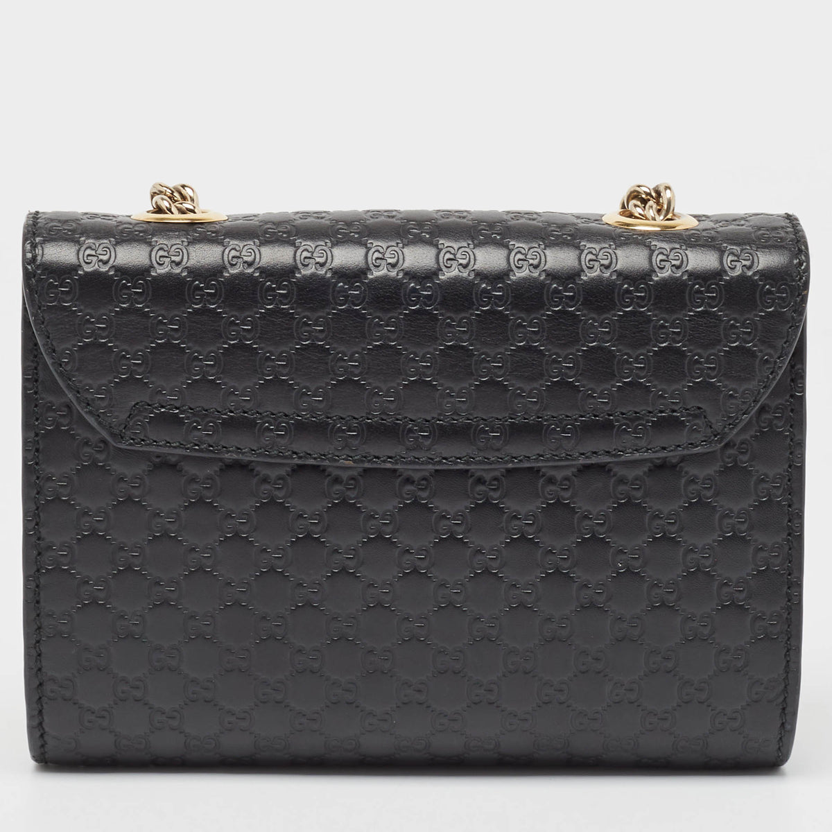 GUCCI Black MIcrossima Leather Mini Emily Chain Shoulder Bag