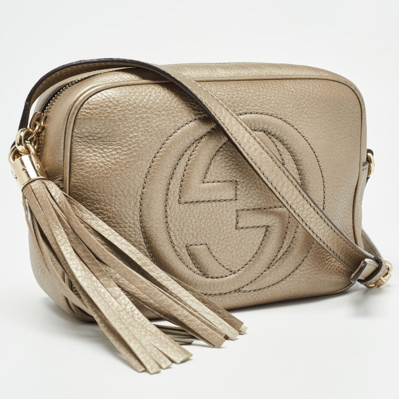 GUCCI Metallic Leather Leather Small Soho Disco Crossbody Bag