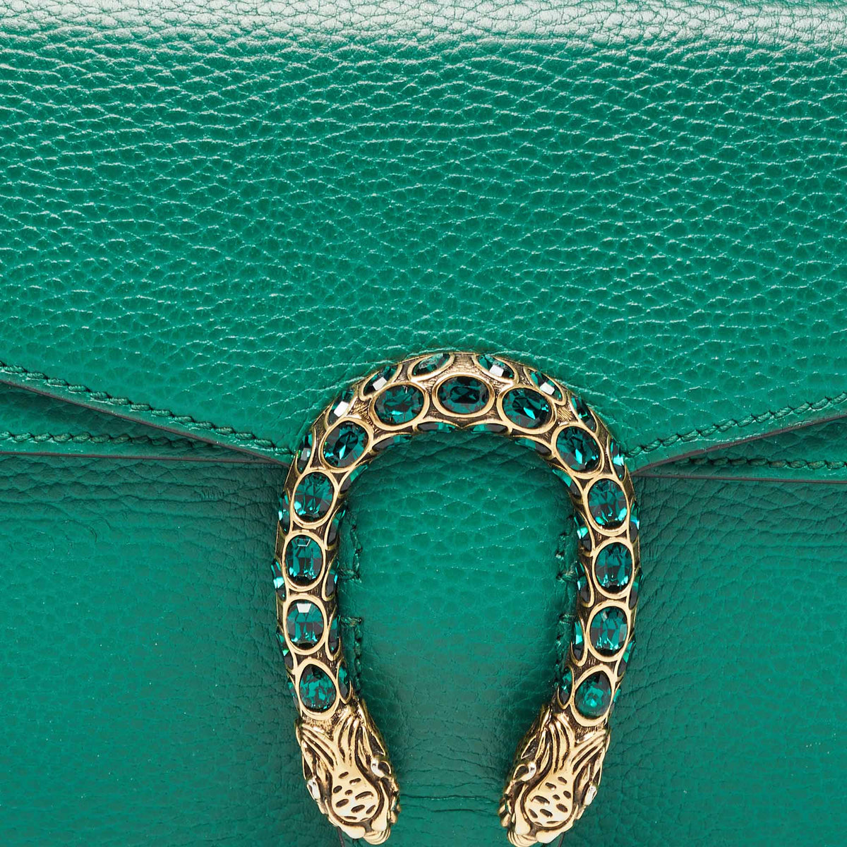 GUCCI Green Leather Small Dionysus Crystals Shoulder Bag