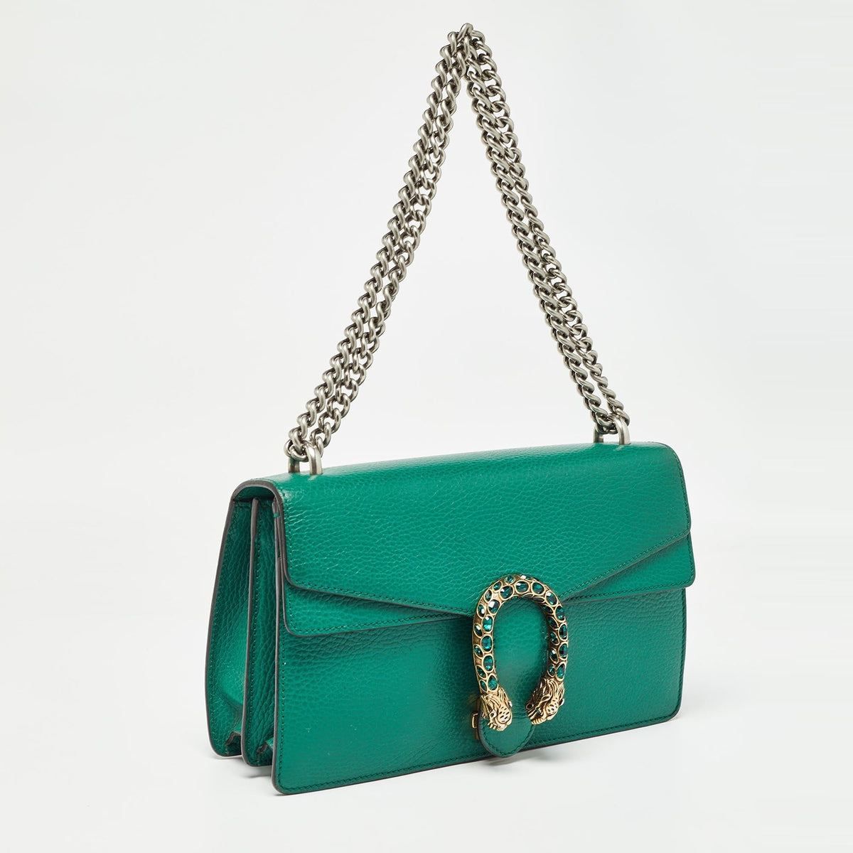 GUCCI Green Leather Small Dionysus Crystals Shoulder Bag