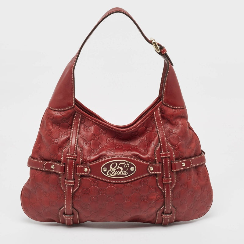 GUCCI Red ssima Leather 85th Anniversary Hobo