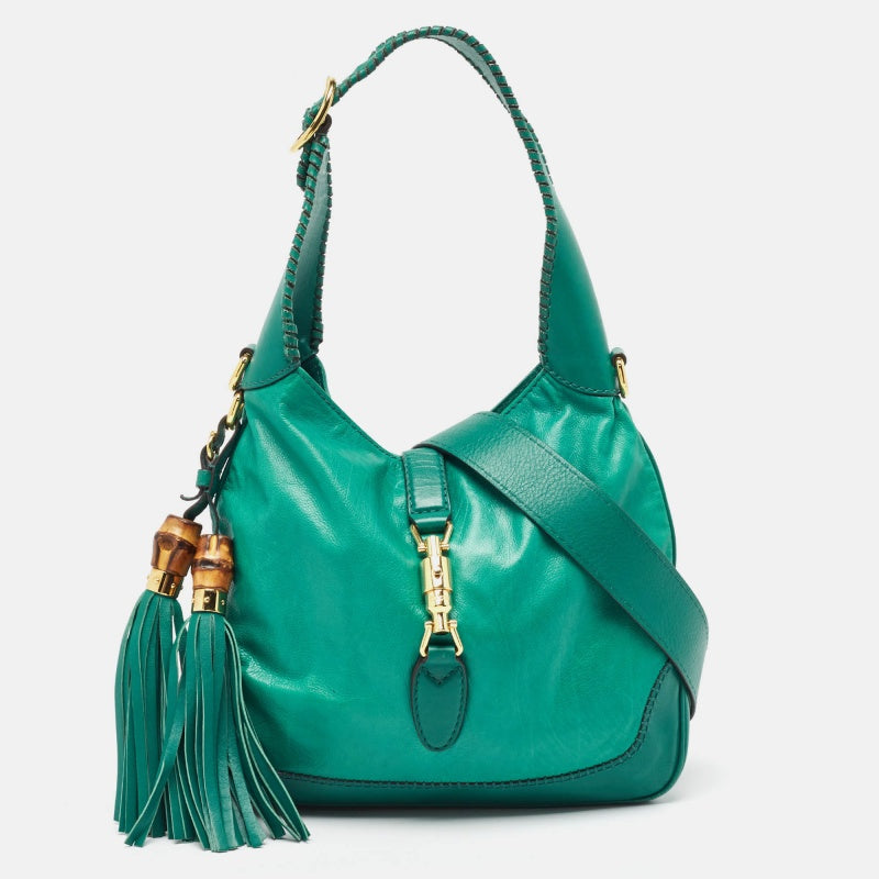 GUCCI Green Leather Medium New Jackie Hobo