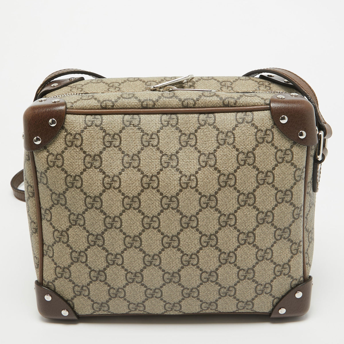 GUCCI Brown/Beige GG Supreme Canvas Soft Trunk Crossbody Bag