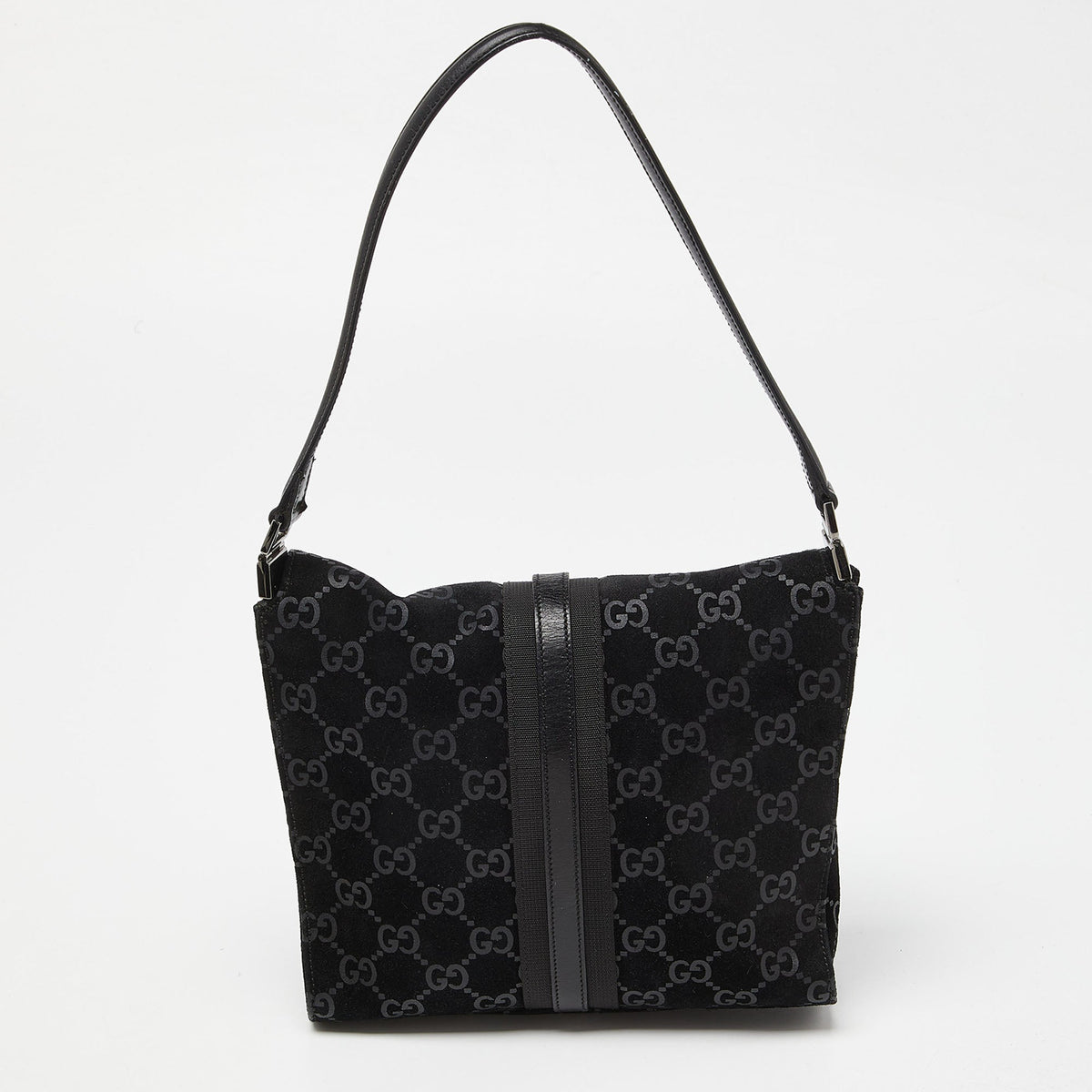 GUCCI Black Suede and Leather Jackie O Bag