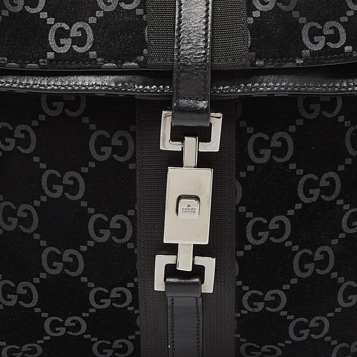 GUCCI Black Suede and Leather Jackie O Bag