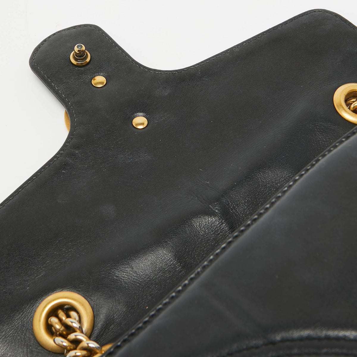 GUCCI Black Matelasse Leather Small GG Marmont Shoulder Bag