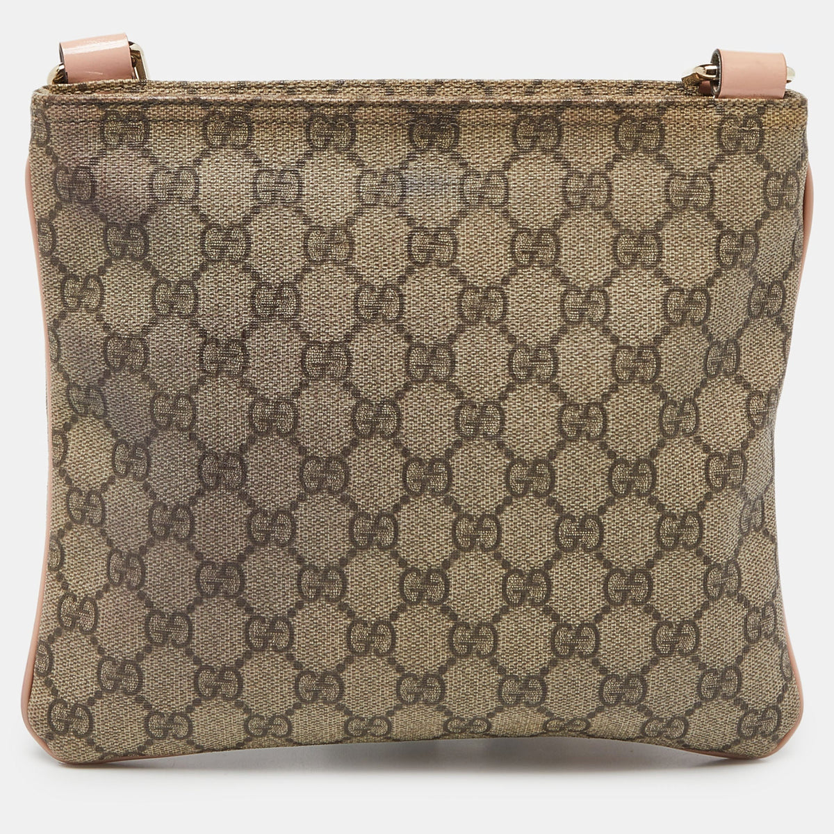 GUCCI Beige/Pink GG Supreme Canvas and Patent Leather Crossbody Bag