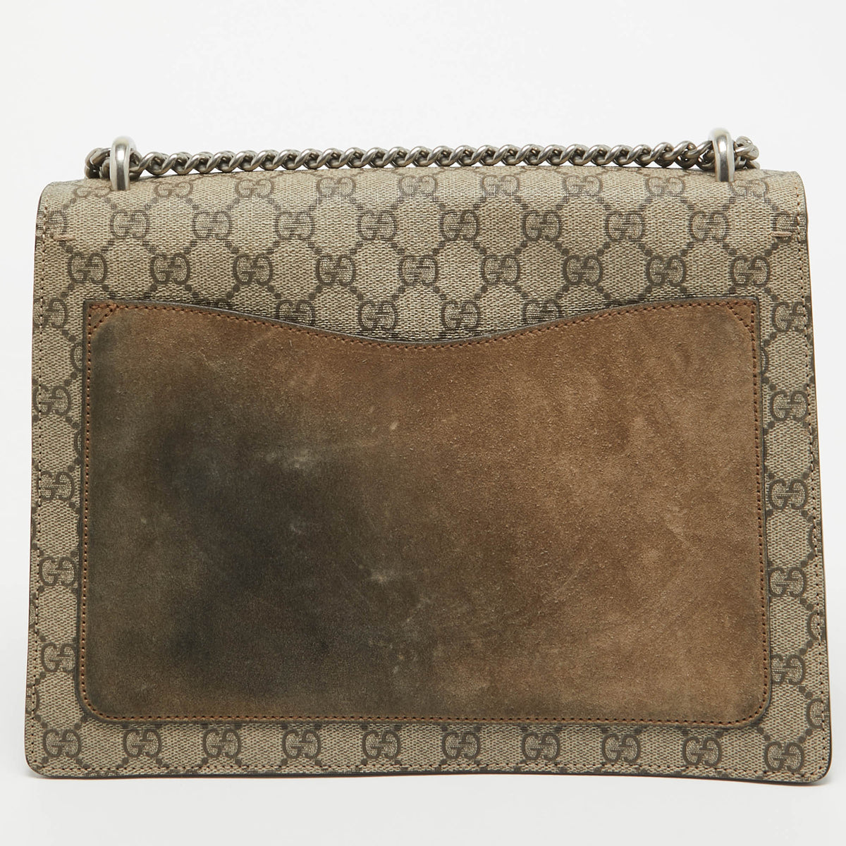 GUCCI Beige GG Supreme Canvas and Suede Medium Dionysus Shoulder Bag