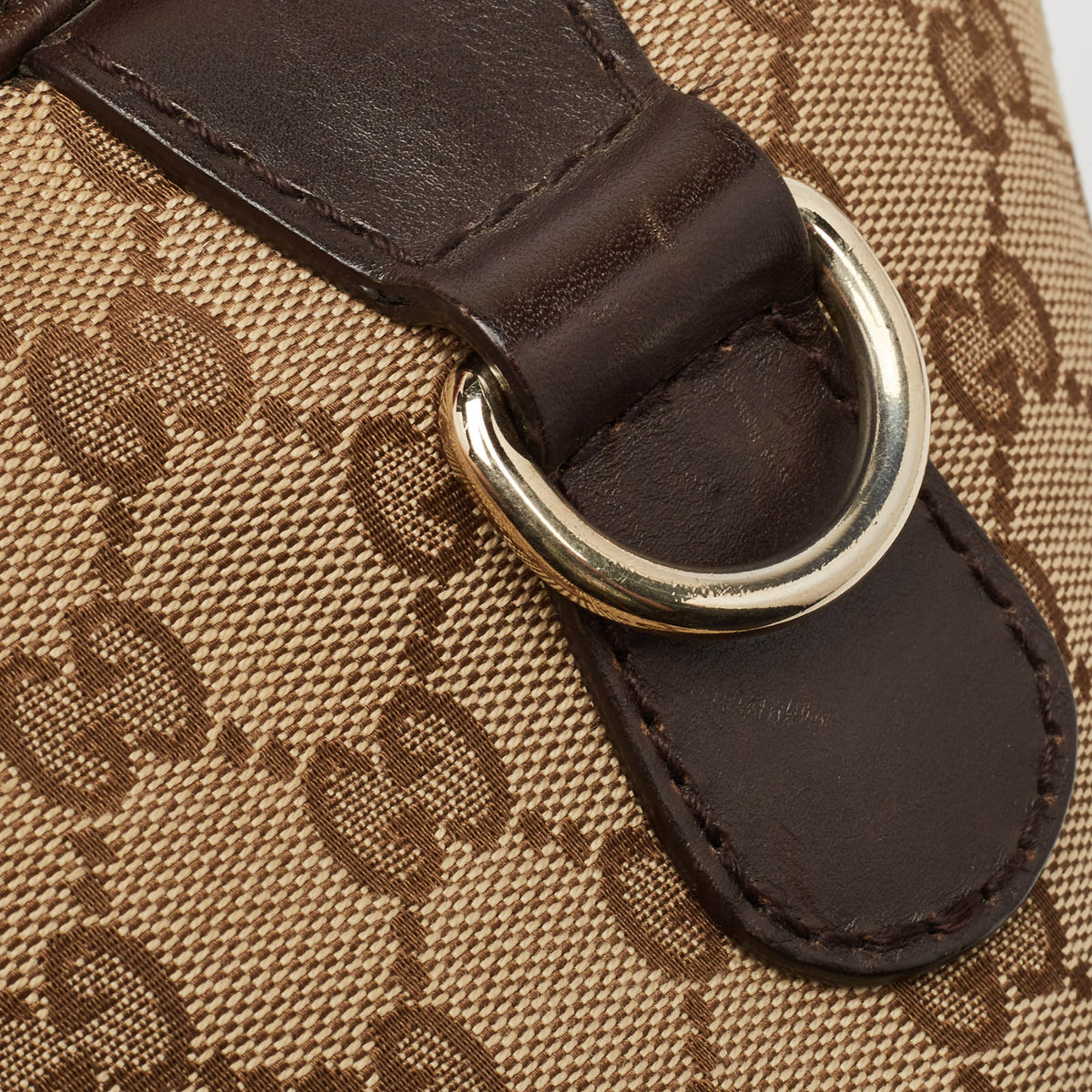 GUCCI Brown/Beige GG Canvas and Leather Joy Web Boston Bag