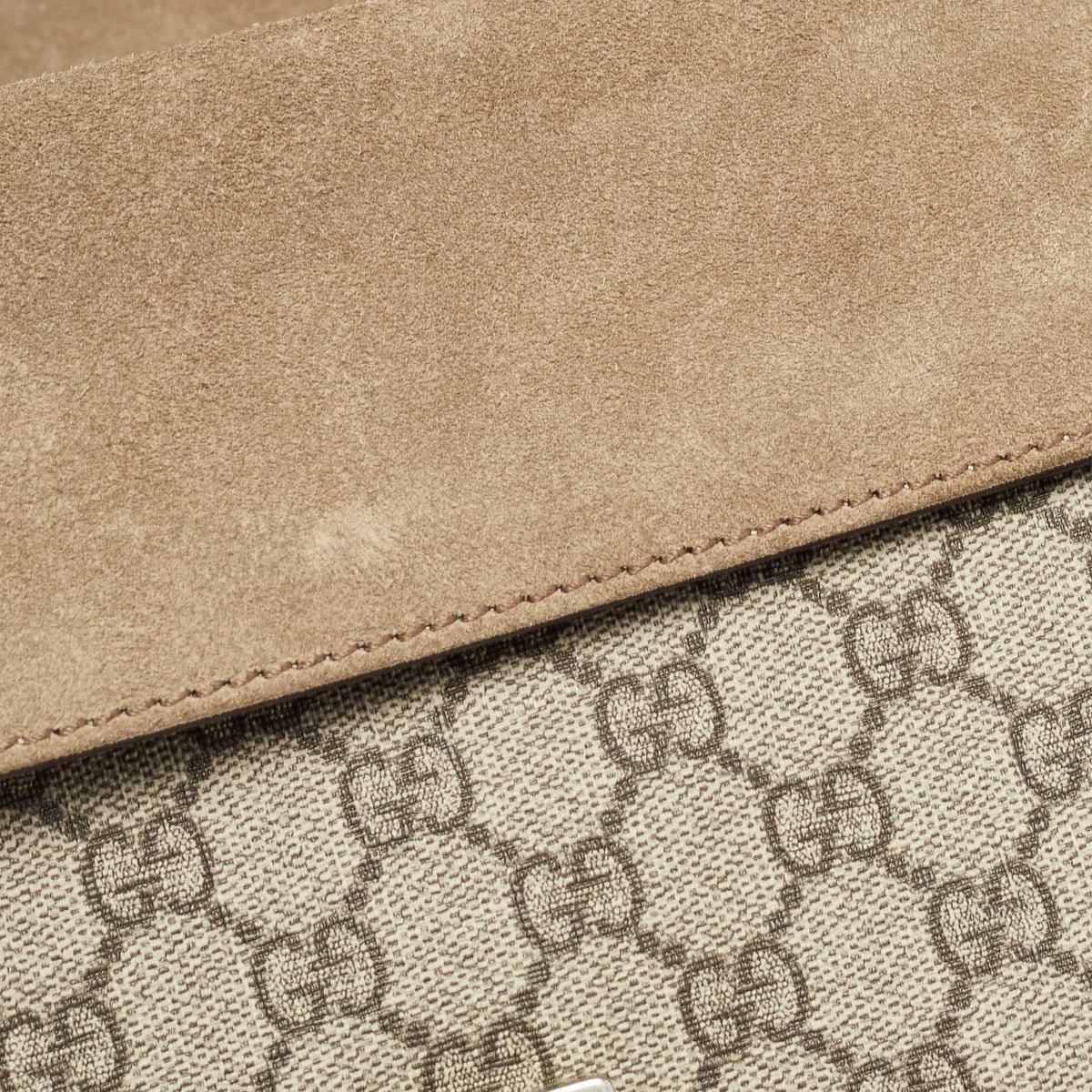 GUCCI Beige GG Supreme Canvas and Suede Small Dionysus Shoulder Bag