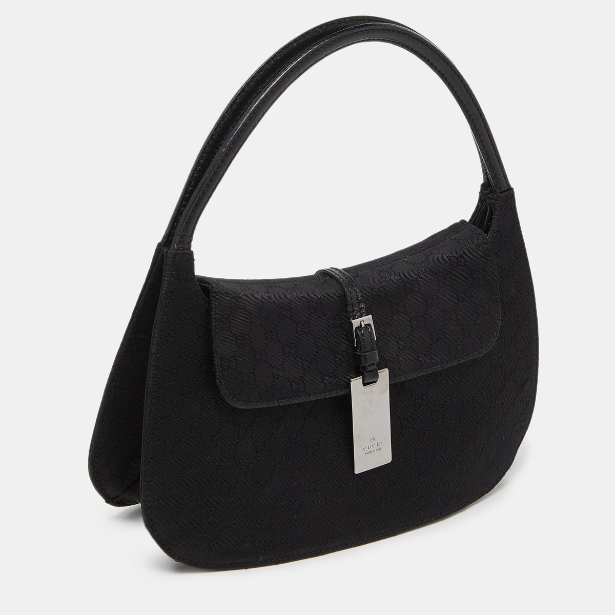 GUCCI Black Micro ssima Nylon and Leather Pochette