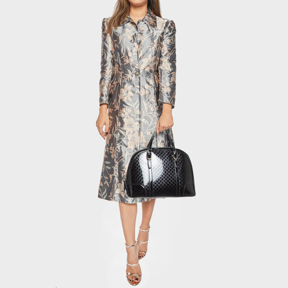 GUCCI Black Micro ssima Patent Leather Nice Dome Satchel