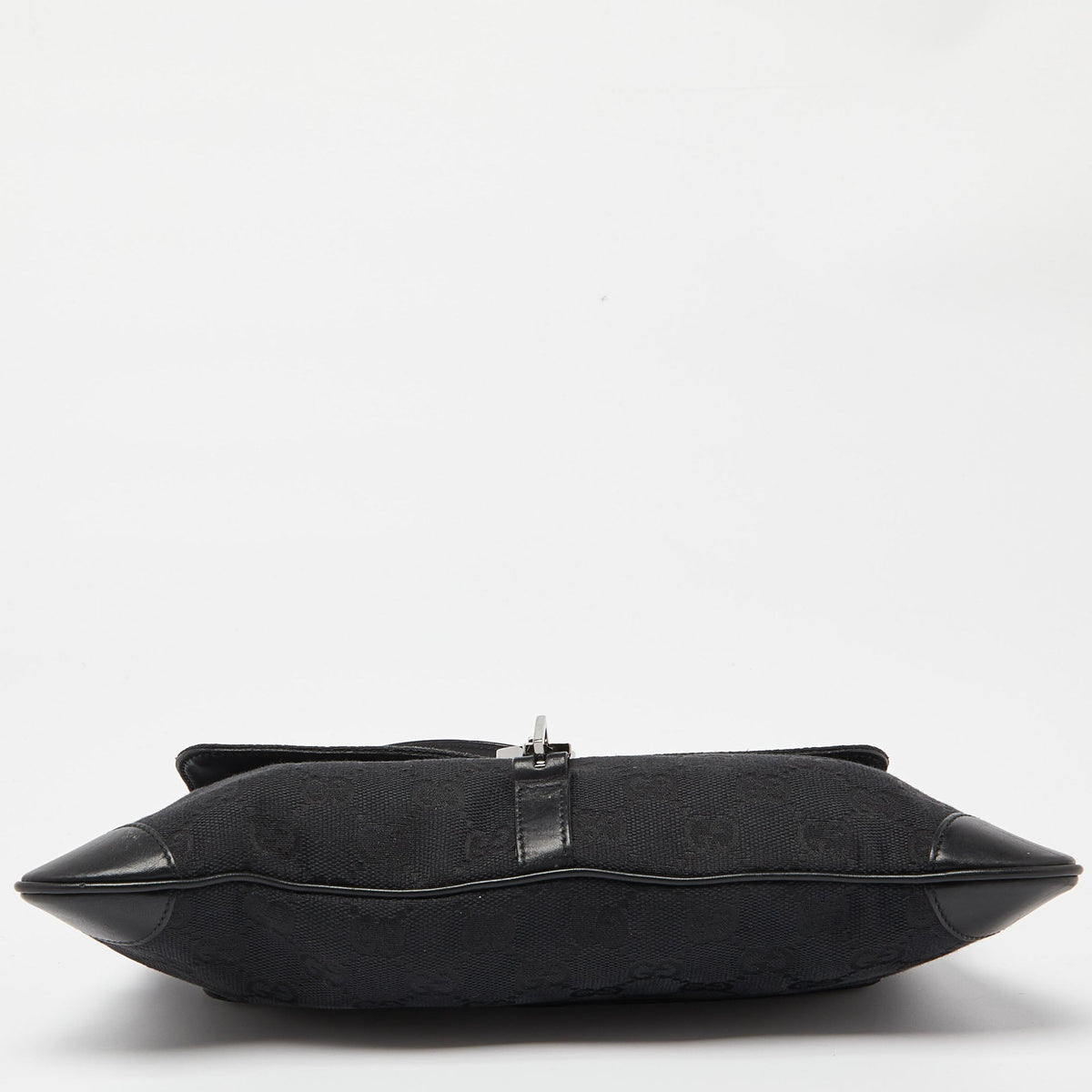 GUCCI Black GG Canvas and Leather Jackie O Hobo