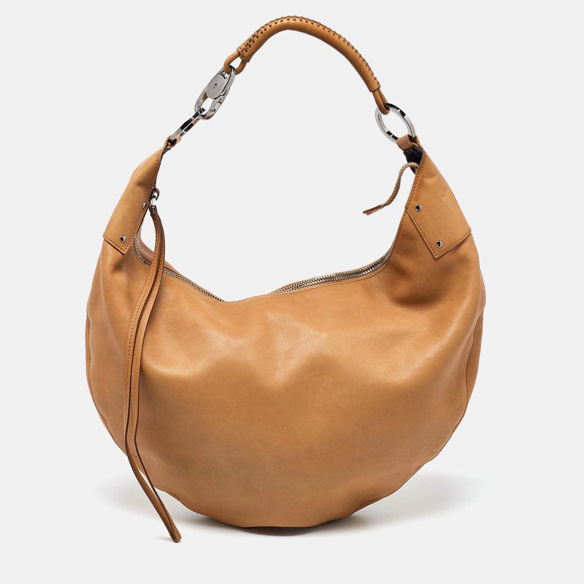 GUCCI Beige Leather Zip Hobo