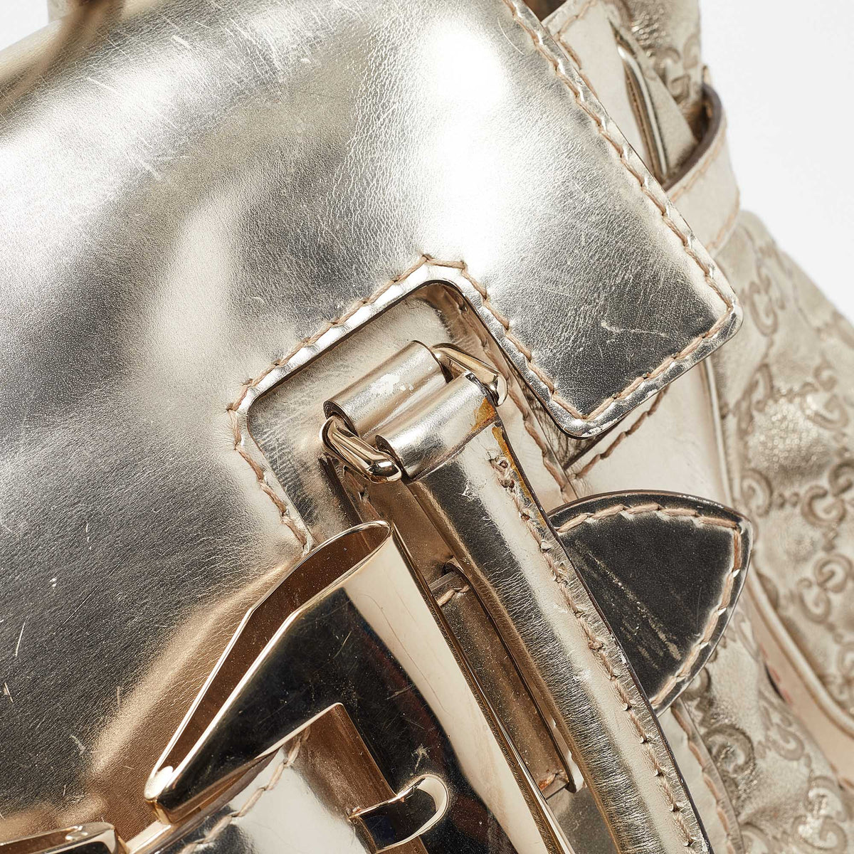 GUCCI Gold ssima Leather Large Queen Satchel