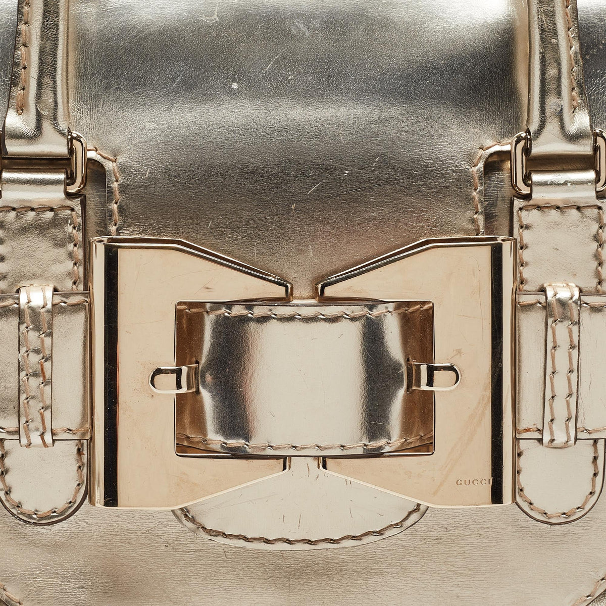 GUCCI Gold ssima Leather Large Queen Satchel