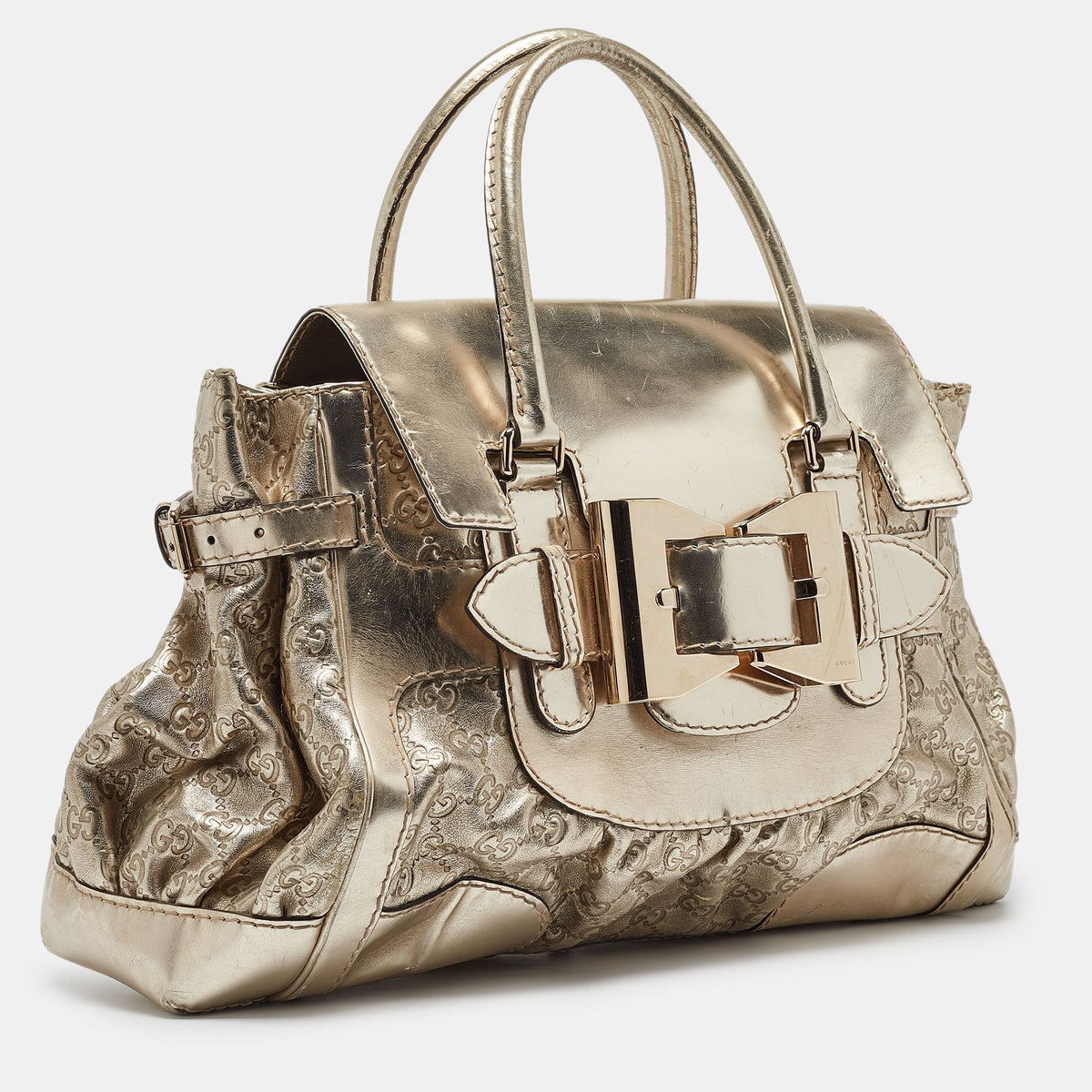 GUCCI Gold ssima Leather Large Queen Satchel