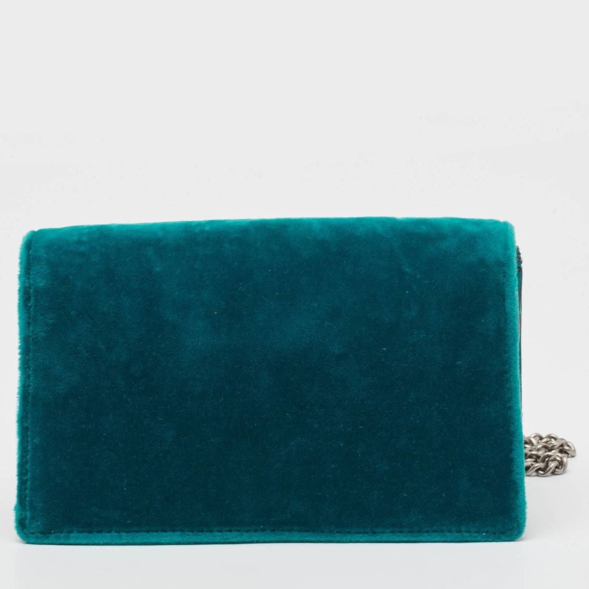 GUCCI Teal Velvet and Leather Super Mini Dionysus Shoulder Bag