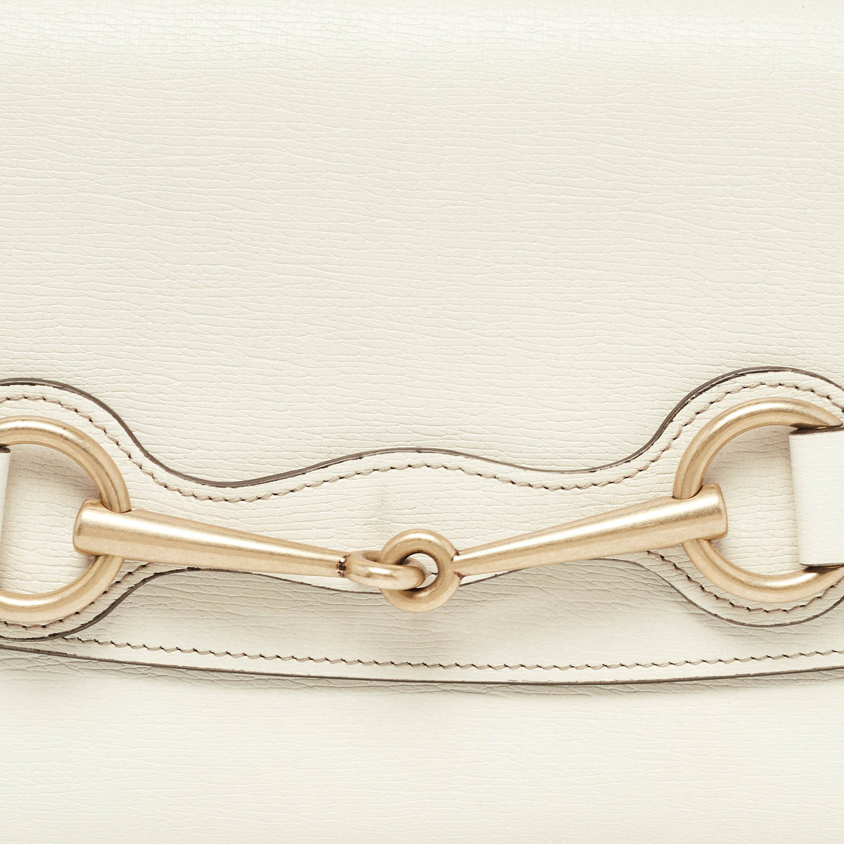 GUCCI Off White Leather Bright Bit Clutch
