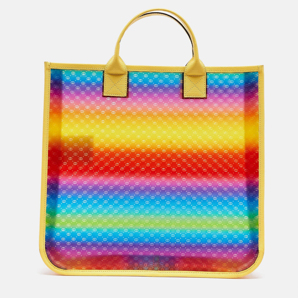 GUCCI Multicolor Micro GG Vinyl and Leather Tote